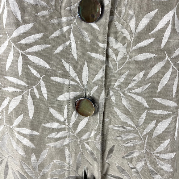 Vintage Escada Vest Women 40 Beige Margaretha Ley Button Front Leaf Print Silky - Picture 4 of 10
